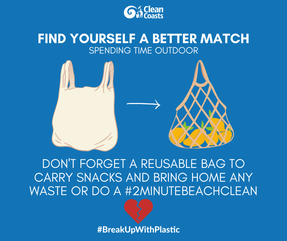 Carry your stuff in a reusable bag and use that to bring back home any waste or even do a #2minutebeachclean