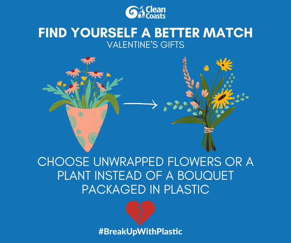 Choose unwrapped flowers or a plant instead of a bouquet packaged in plastic